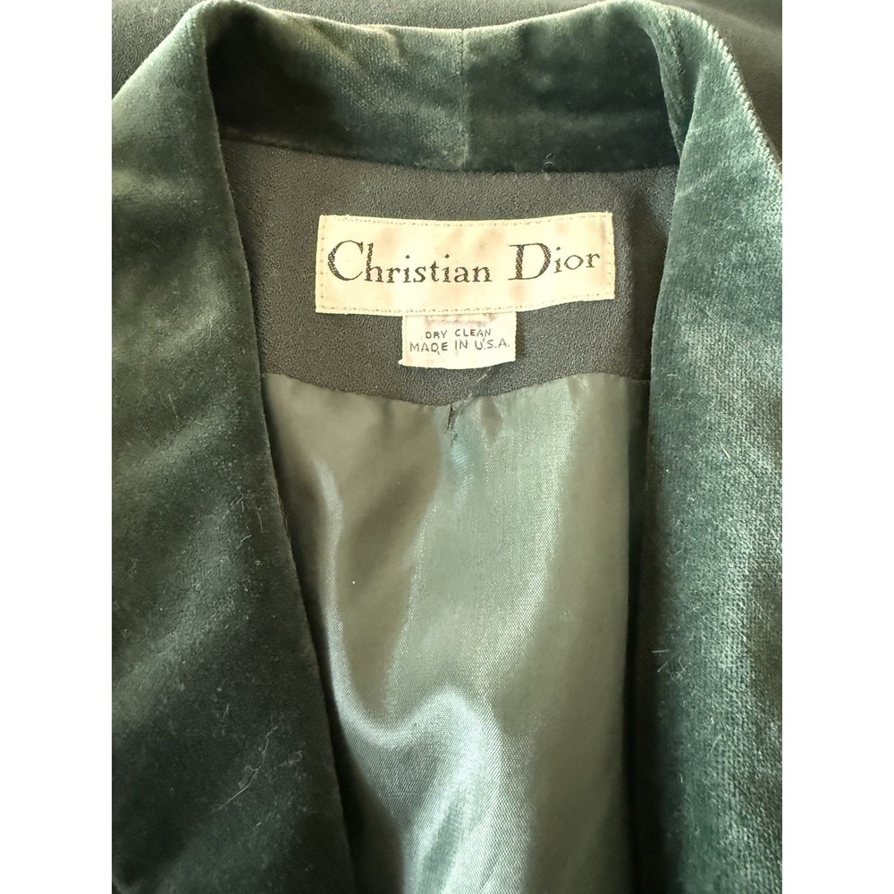 Christian Dior Vintage Green Blazer Size 12 Shoulder Pads Wool - Picture 4 of 5